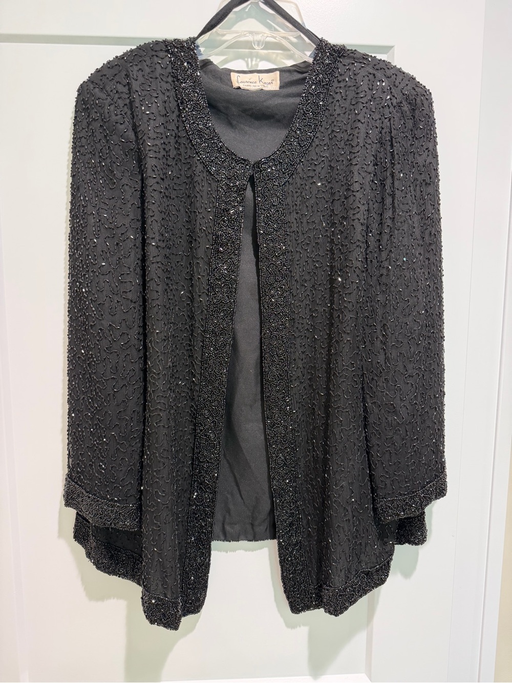 Vintage Laurence Kazar Black Beaded Evening Jacket Size Medium